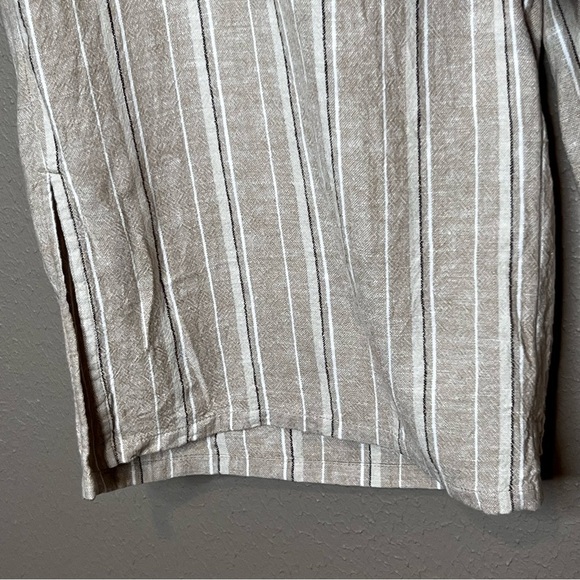 J Jill Womens L Linen Blend Striped Pants Cropped Wide Leg - Picture 10 of 12